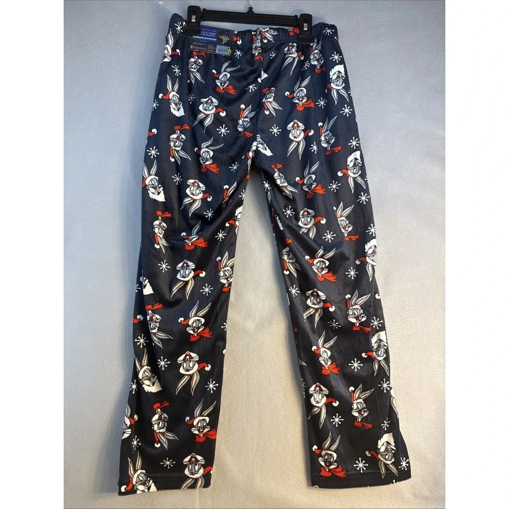 Looney Tunes Bugs Bunnie Fleece PJ Pants With Pockets. Size LARGE